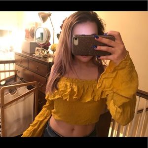 LA Hearts PacSun Off Shoulder Yellow Top